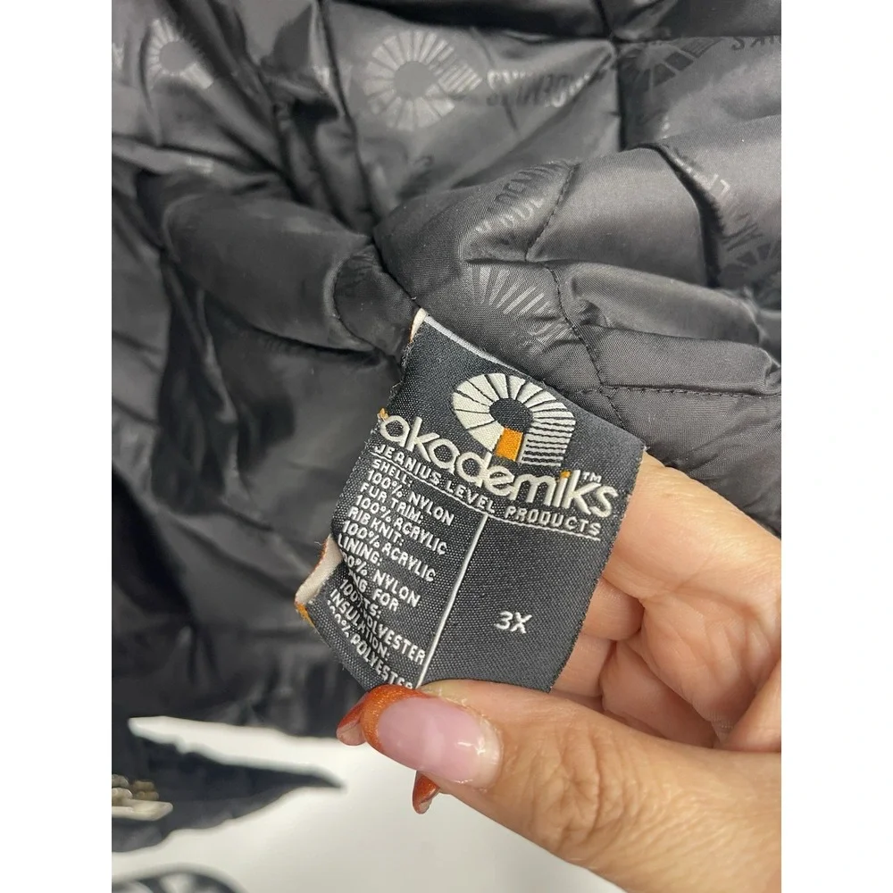 AKDMKS / Akademiks Black Insulated‎ Parka 3X Faux-Fur Hood Streetwear Y2K